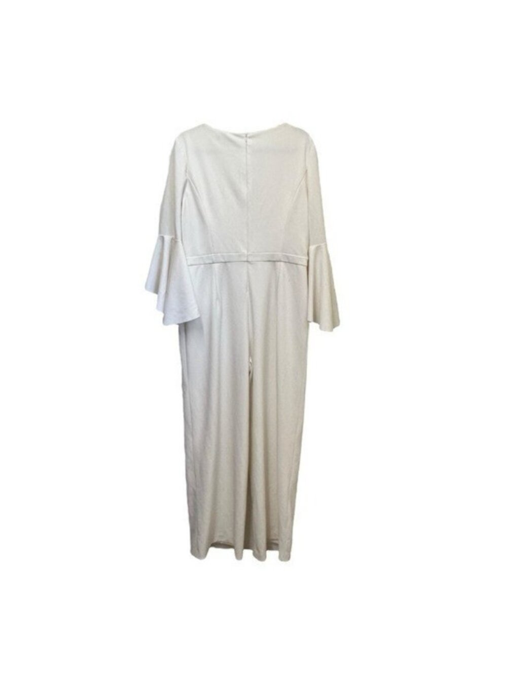 Lauren Ralph Lauren Jumpsuit Sz 16 Off White Bridal V Neck Wide Leg Frill Sleeve - Picture 2 of 10